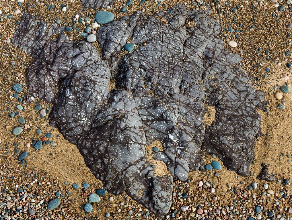 Stone in Sand, Pebble Beach, Lake Superior near Pancake Bay Provincial Park